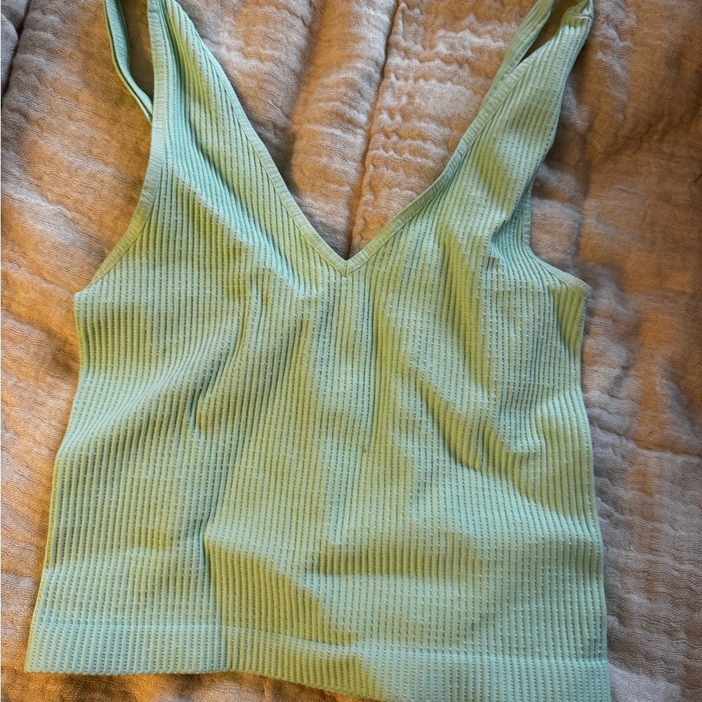 Elegant Mint Green Ribbed Camisole